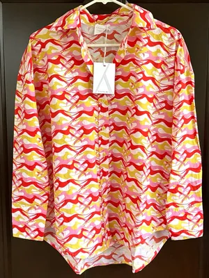 NWT ANONYME Dog Print Button Up Top Size Medium Retail $135.00 thumbnail 1