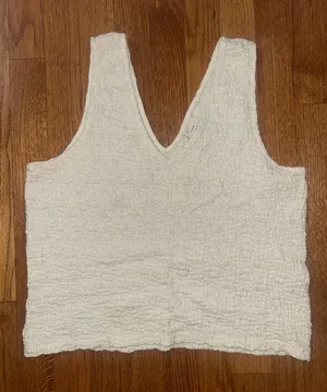 A New Day Textured White V-Neck Tank Top Large thumbnail 1