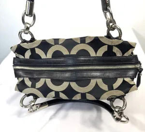 Coach Kristin 16779 Op Art Signature Y2K Satchel Black Khaki Leather Bag thumbnail 7