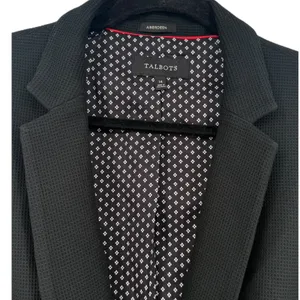Talbots Women's Aberdeen Waffle Knit One Button Blazer Jacket Black Sz 14 Career thumbnail 4