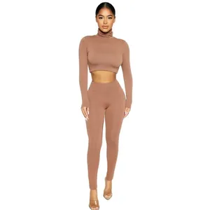 Naked Wardrobe Tan Turtleneck Long Sleeve Pullover Cropped Sweater Top Size M thumbnail 2