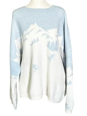 LOFT Mountain Ski Sweater Long Sleeve Snow Mountain Design Blue Size XL thumbnail 1