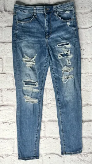 American eagle outfitters super hi-rise jegging crop jeans size 12 thumbnail 1