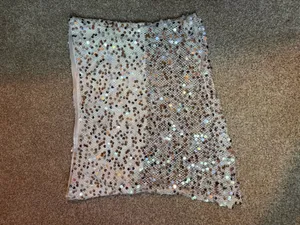 Hello Molly Silver Strapless Sequin Crop Top thumbnail 3