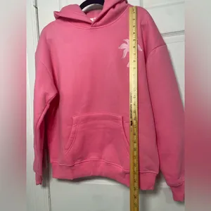 Pink Palm Puff Hoodie Sweatshirt Hawaii Hibiscus Women's Pink Size Small thumbnail 9
