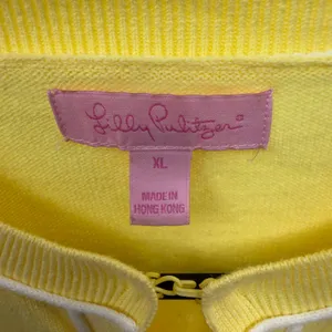 Lilly Pulitzer Cardigan Womens S/M Yellow White Cotton Open Front Knit Sweater thumbnail 10