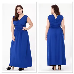 Plus Size Women Elegant V Neck Long Dress Sleeveless Wedding Evening Dress Gown thumbnail 2