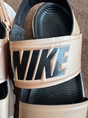 Nike Metallic Tan and Black Double-Strap Slide Sandals thumbnail 2