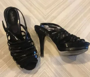 Charles David Black Platform Adjustable Sandals thumbnail 1