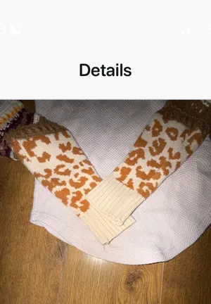 Free People Switch It Up Thermal Top Size XS Free People Switch It Up Thermal Top in cream/off-white. Thermal knit fabric with a mock neck and long sleeves. Leopard print cuffs with crochet knit detailing on the sleeves. Pre-owned, no visible wear. thumbnail 5