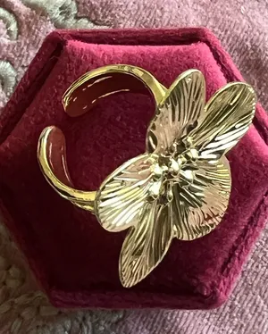Gold Floral Statement Ring - Women Jewelry Ring Size 7 thumbnail 1
