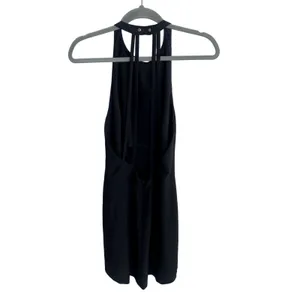Zara Lightweight Sleeveless Shift Mini Dress Halter Snap Neck Strap Back M Black thumbnail 4