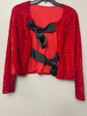Source Unknown NWOT Red Sequin Bow-Tie Crop Jacket - Women's Sz Med thumbnail 3