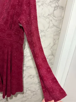 NWT Free People All Yours Mini Dress In Red Plum Size Large thumbnail 7