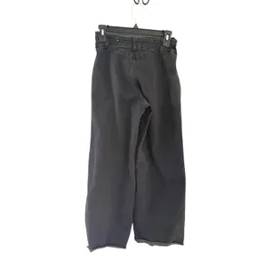 We The Free People Black Wide Leg High‎ Rise Boho Jeans Size 26 Frayed Hem thumbnail 4