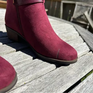 Market & Spruce Burgundy Faux Suede‎ Odeya Bootie Inner Ankle Zipper size 6 wide thumbnail 8