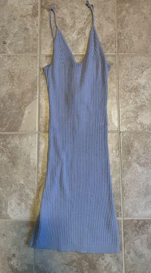 Free People Size Small Bodycon fitted ribbed mini Dress Blue thumbnail 2