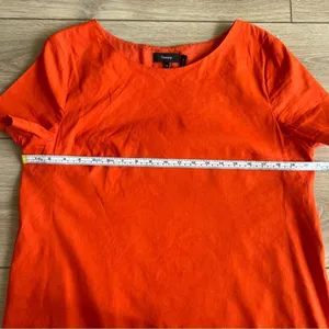 Theory Panel Shift Good Linen Mini Dress in Crunch Size XL Orange Short Sleeve thumbnail 11