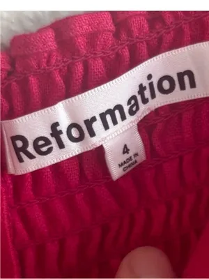 Reformation 100% Linen Bright Pink Spaghetti-Strap Dress thumbnail 4