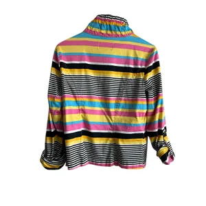 VTG Y2K AMI Women Jacket L Rainbow‎ Stripe Windbreaker Preppy Coastal Travel thumbnail 3
