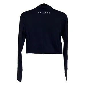 Balance Athletica The Elevate Cropped Zip Dire Wolf Top Black Women’s Size Large thumbnail 2