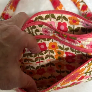 Vera Bradley Folkloric Lizzy Saddle Bag Crossbody Bag Travel Pink Yellow Retro thumbnail 5