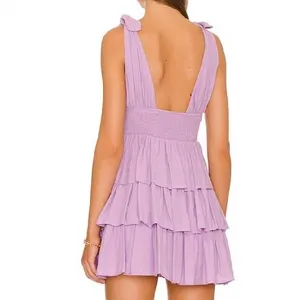 Lovers and Friends Brielle Mini‎ Dress Lavender Purple Tiered Ruffle Revolve S thumbnail 2