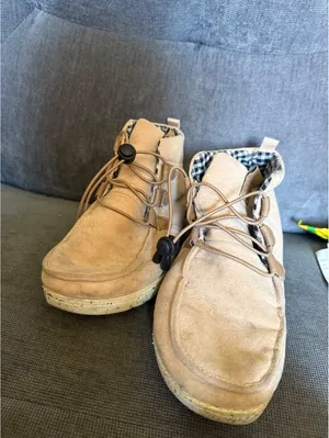 Tan Suede Lace-Up Casual Boots with Checkered Interior thumbnail 7