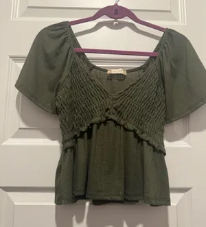 Altar'd State Dark Green Flowy Top thumbnail 1