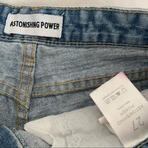 ASTONISHING denim destroyed Jean shorts size 27 Cheeky light blue beach boho thumbnail 8