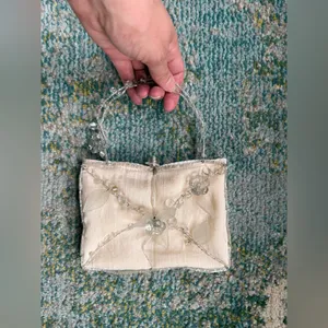 Vintage Y2K Eyeful beaded floral bridal wedding purse thumbnail 8