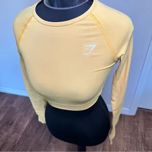 Gym Shark Long Sleeve Cropped Activewear Top - Women's Size XSmall Yellow thumbnail 2