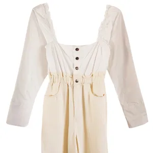 WeWoreWhat Shirt Jumpsuit Ivory NEW Size XS Long Sleeve Paperbag Waist Pant‎ thumbnail 4