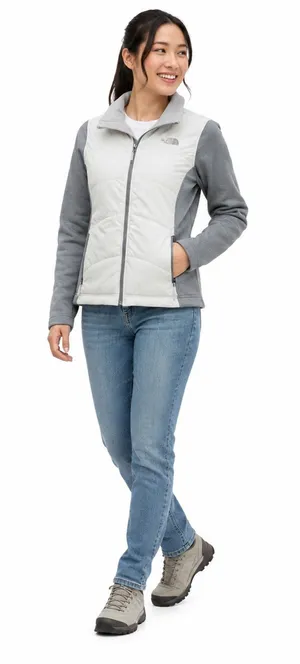 The North Face Quilted Full Zip Jacket Women's Medium White Gray Gorpcore Hiking thumbnail 1