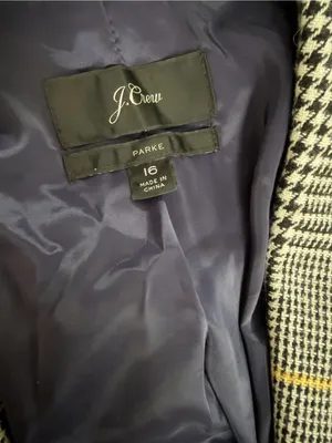 J.Crew parke plaid Single-Button Blazer Black and White Yellow Windowpane 16 thumbnail 2