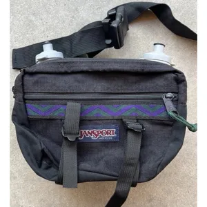 Vintage 90s Jansport Fanny Pack Purple Waist Hiking Belt Bag + 2 Bottle Holders thumbnail 1