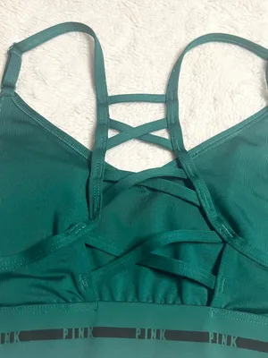 VS PINK Active Green & Black Ultimate Strappy Back Sports Bra Size Small thumbnail 7