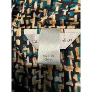 Christopher & Banks Womens‎ Teal Tan Geometric Quilted Puffer Vest Large thumbnail 4