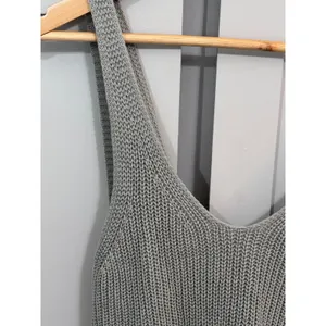 Lulus Sage Green Cotton Knit Twist Back V-Neck Sleeveless Crop Tank Top Small thumbnail 2