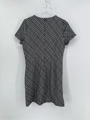 Spanx Women small Black White Jacquard Plaid Short Sleeve Ponte Mini Dress thumbnail 2