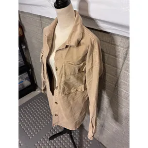 Forever‎ 21 Tan Corduroy Shacket Oversized Button Down Jacket Women Large thumbnail 2