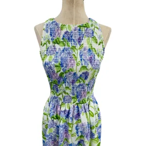 Hill House Home Lilou Nap Dress Hydrangea Floral Smocked Mini Purple White XS thumbnail 4