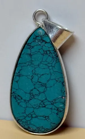 Silver and Turquoise Pendant with 925 Silver Blue thumbnail 1