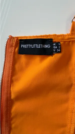 🍊 PrettyLittleThing Orange Corset Top & Mini Skirt Two-Piece Set | Size US 2 / XS ✨ thumbnail 16
