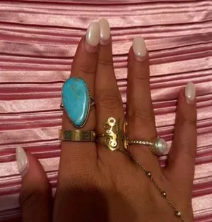 Genuine Turquoise Ring Sterling Silver thumbnail 1