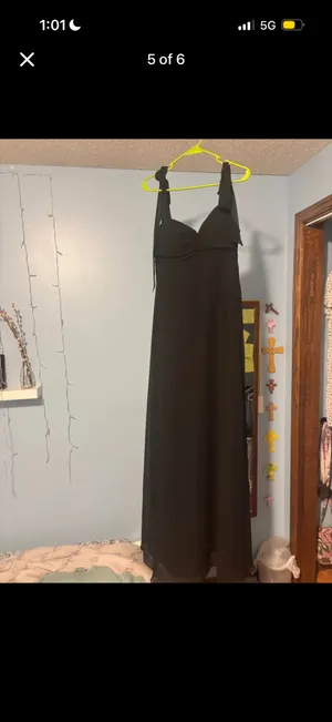 Azazie Lizet, Black A-line Sweetheart Neckline Chiffon Bridesmaid Dress, Size A8 thumbnail 6