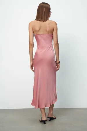 dress wedding maxi midi satin effect buttons wrapped gown Bridal coctail thumbnail 13