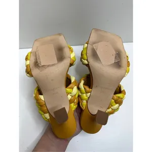 Marc Fisher LTD Dalila Yellow Multi Braided Square‎ Toe Kitten Heel Mules 7.5M thumbnail 9