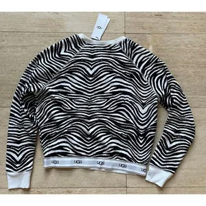 NEW UGG Zebra‎ Print Crewneck Sweatshirt Long Sleeve Pullover XS thumbnail 6