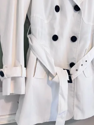 ESPRIT Hooded Double Breasted Trench Coat with Belt M 20” p2p White EUC thumbnail 8